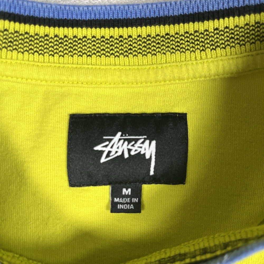 Y2K Stussy Long Sleeve Tee Neon Green/Yellow Men's Size M Skate Casual Vintage - Picture 3 of 8